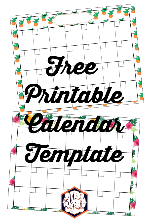 Printable Free Calendar Template | Mandy's Party Printables