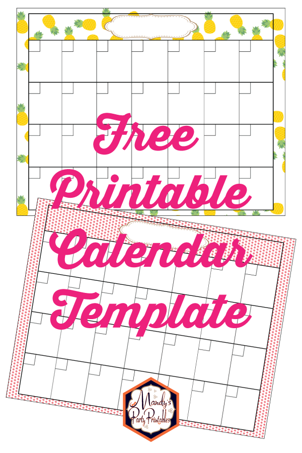 Printable Free Calendar Template | Mandy's Party Printables