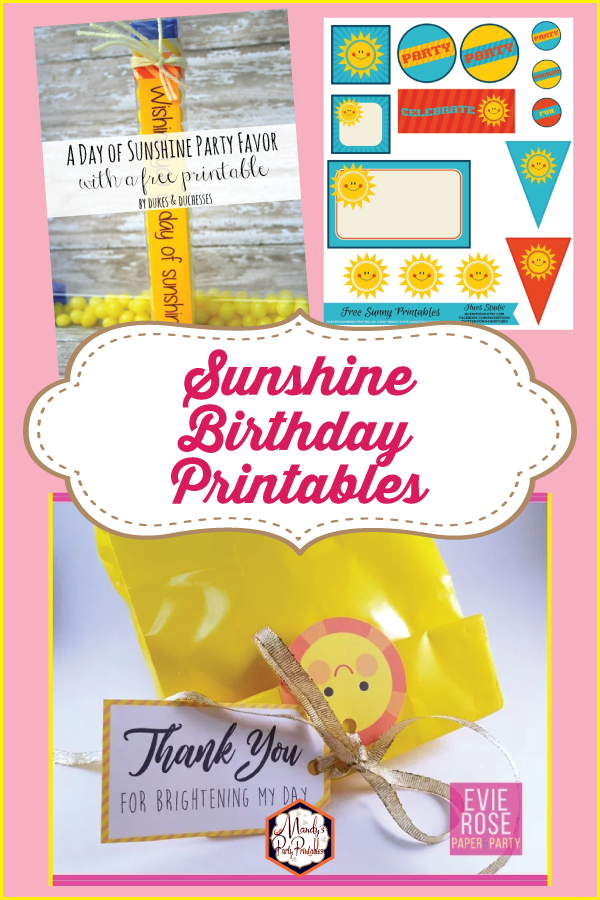 Sunshine Party Printables and Sprinkles Party Printables