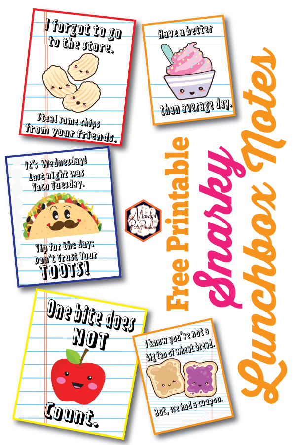 Free Printable Snarky Lunchbox Notes | Mandy's Party Printables