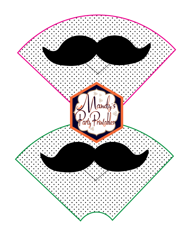 Mustache Ice Cream Cone Wrappers | Mandy's Party Printables