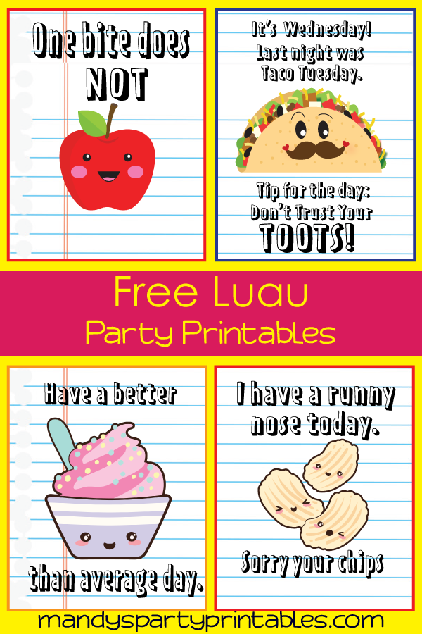 Snarky Lunchbox Notes for Back to School via Mandy's Party Printables