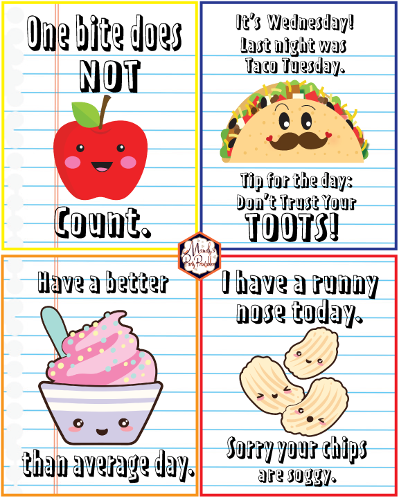 Free Printable Snarky Lunchbox Notes | Mandy's Party Printables