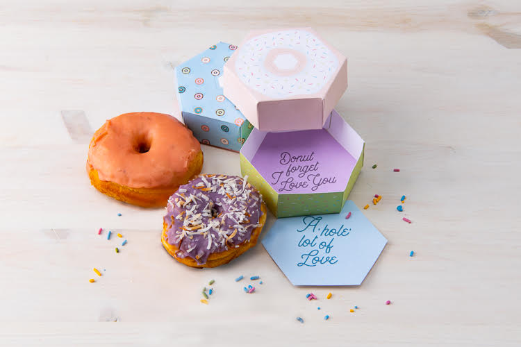 Donut box dessert box packaging diy printable from Mandy's Party Printables