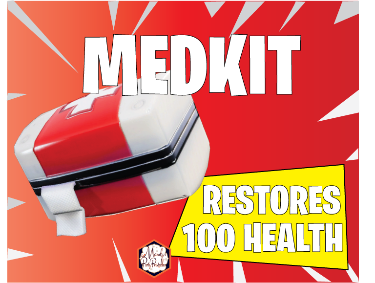 Free Fortnite Medkit Party Sign 8x10 | Mandy's Party Printables