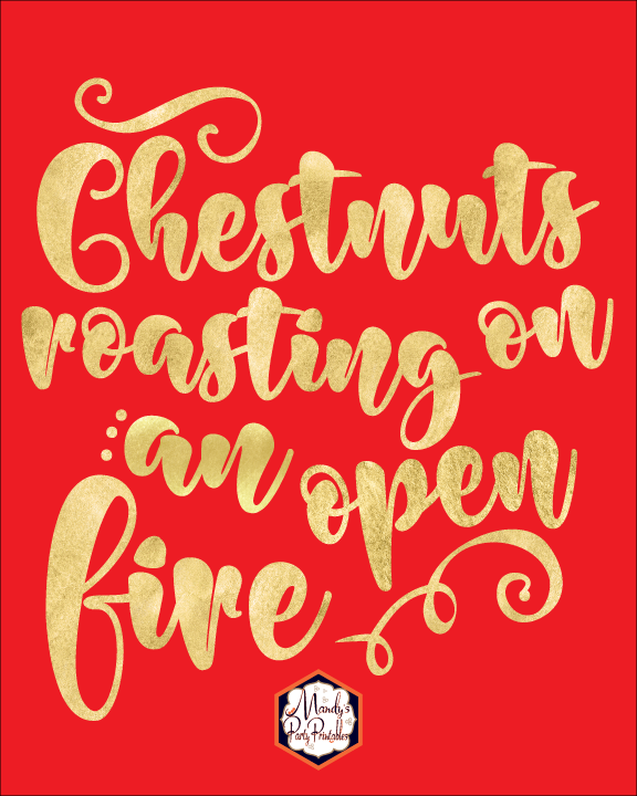 Chestnuts Roasting on an Open Fire | Christmas Song Printable Signs Free | Mandy's Party Printables