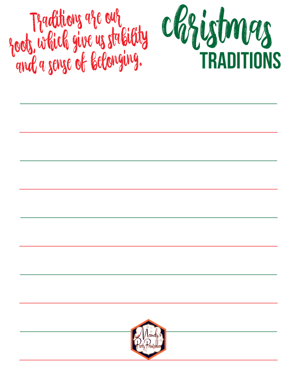 Christmas Traditions Printable | Mandy's Party Printables