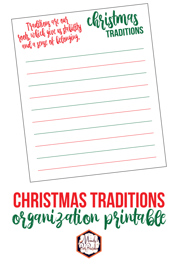 Christmas Traditions Organizational Printable | Mandy's Party Printables