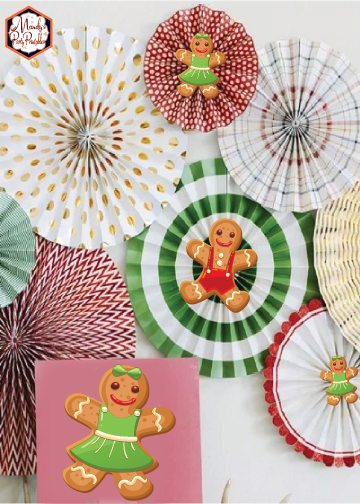 Christmas Pinwheels Gingerbread People | Mandy's Party Printables