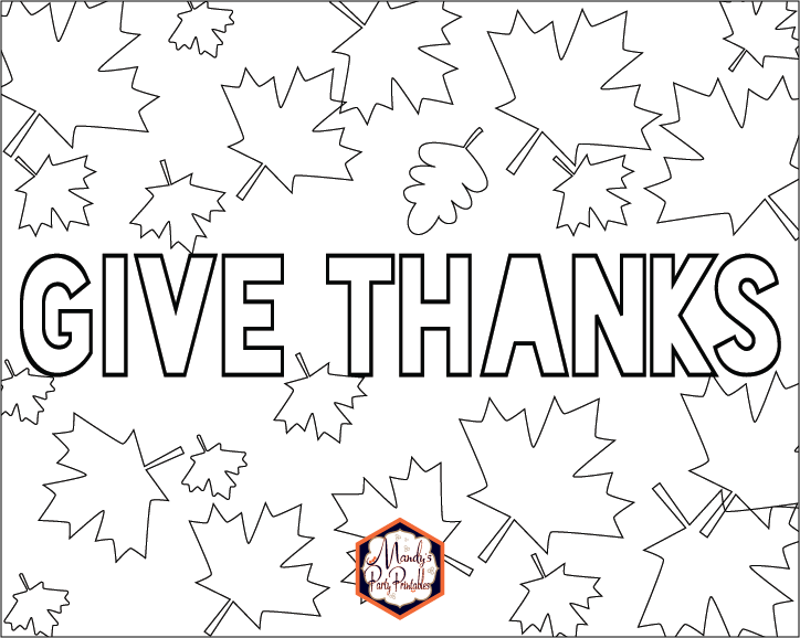 Give Thanks Thanksgiving Coloring Pages Free Printables | Mandy's Party Printables