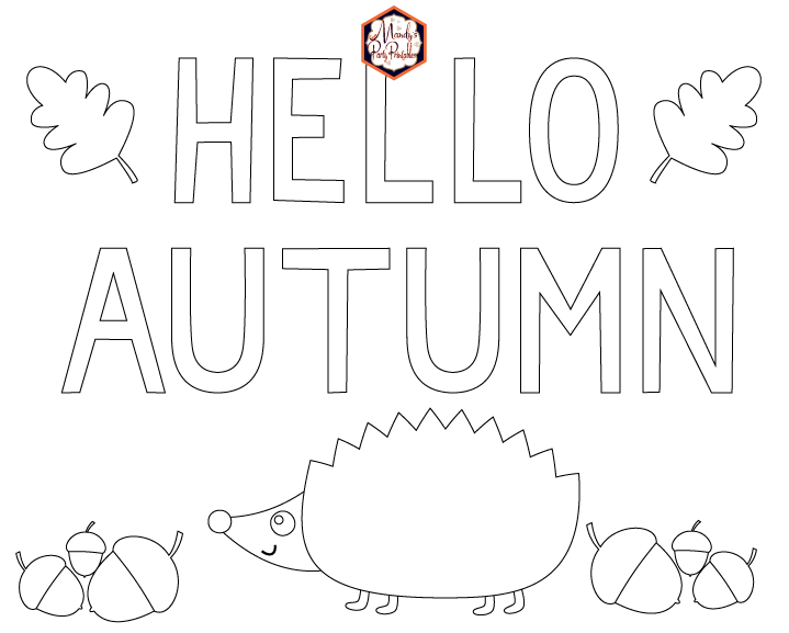 Hello Autumn Thanksgiving Coloring Pages Free Printables | Mandy's Party Printables