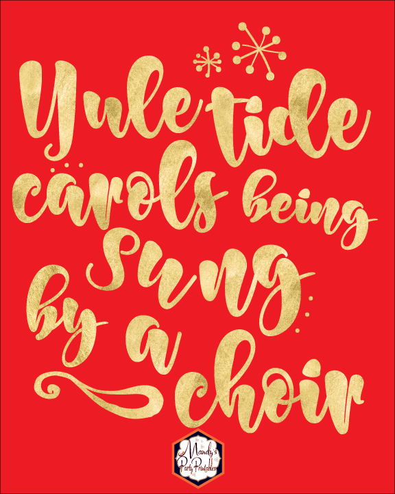 Yule Tide Carols Being Sung by a Choir | Christmas Song Printable Signs Free | Mandy's Party Printables