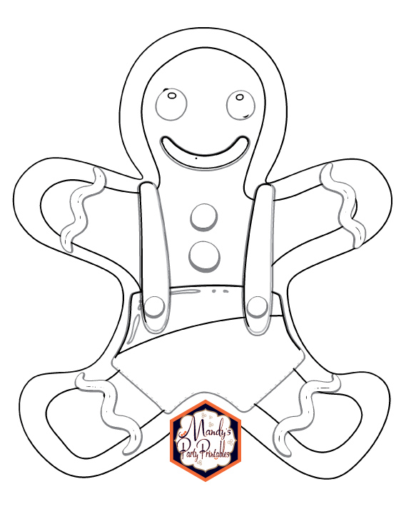 Gingerbread man coloring page | Mandy's Party Printables