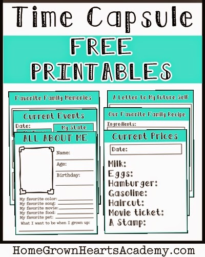 Free Printable Time Capsule Ideas | Mandy's Party Printables