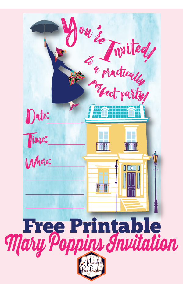 Free Printable Mary Poppins Returns Party Invitation | Mandy's Party Printables