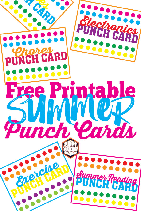 Tame your summer routine with these Free Printable Summer Punch Cards from Mandy's Party Printables.