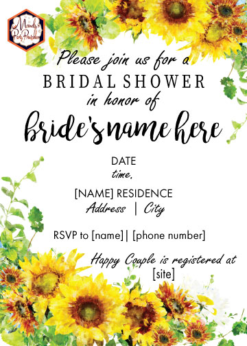 Editable Sunflower Bridal Shower Invitation | Mandy's Party Printables
