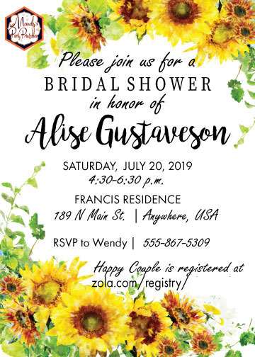 Editable Sunflower Bridal Shower Invitation | Mandy's Party Printables