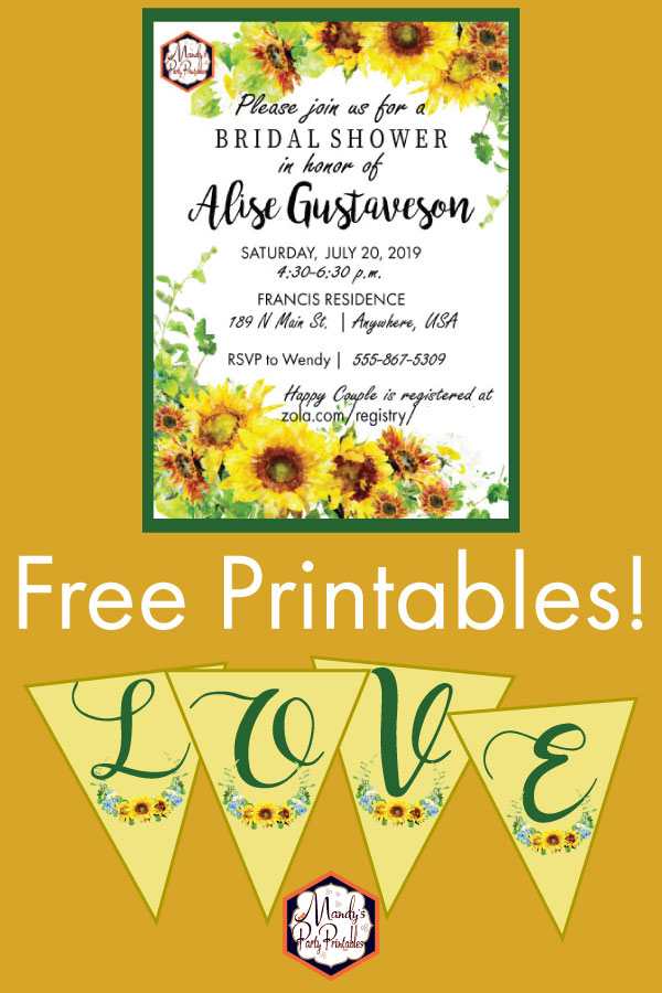 Free Editable Sunflower Bridal Shower Printables | Mandy's Party Printables