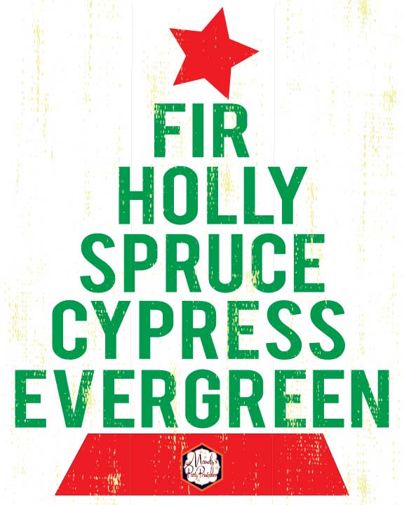 Christmas Tree Word Art | Christmas Decor Word Art | Free Printable | Mandy's Party Printables