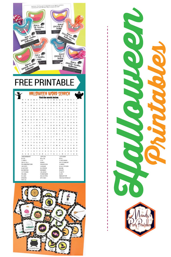 Halloween sucker cards, tags, and word search | Mandy's Party Printables