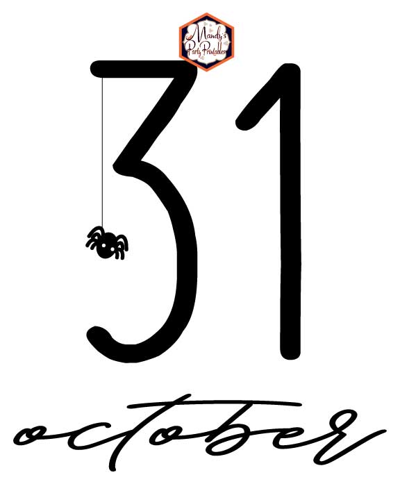 October 31 Spider Halloween Sign | Free Printable | Mandy's Party Printables