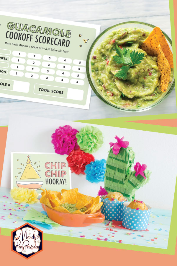Guacamole cookoff scorecards from an avacado cico de mayo party | Mandy's Party Printables via Hola!