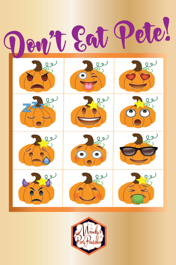 Pumpkin Emoji Don't Eat Pete Halloween Game | Mandy's Party Printables