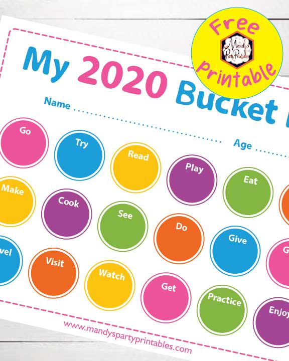 Ultimate 2020 BucketlistFree Printable Activity | Mandy's Party Printables