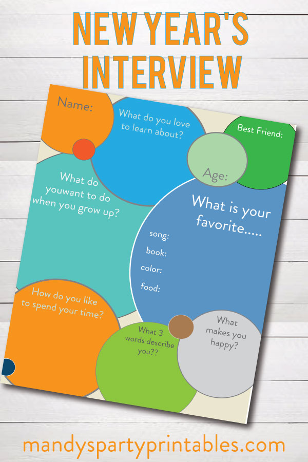 Grab these free printable New Year interviews questions right here! | Mandy's Party Printables
