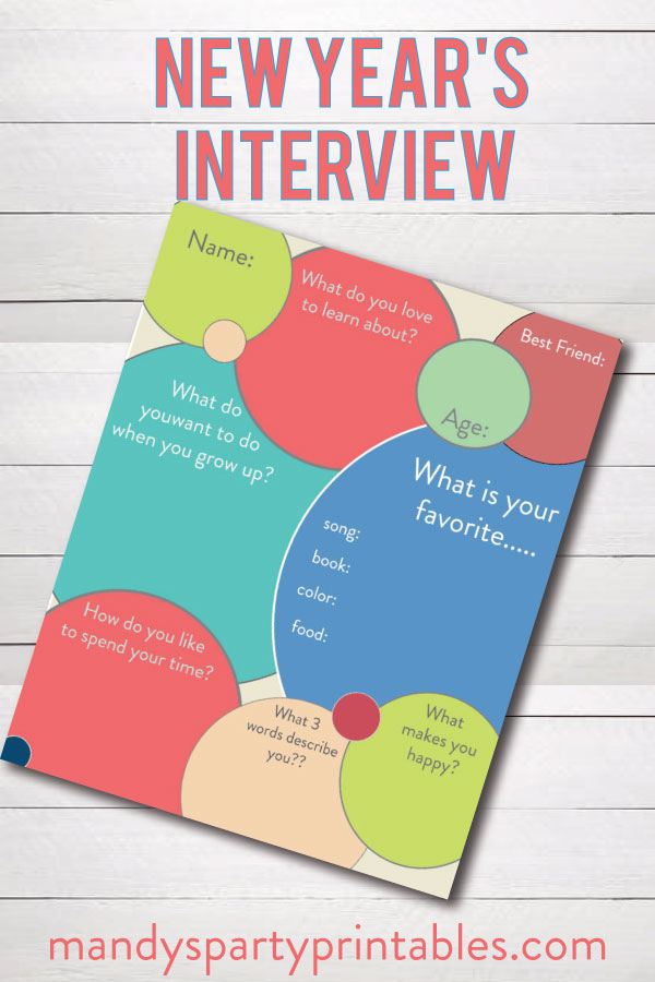Printable New Year's Interview | Mandy's Party Printables
