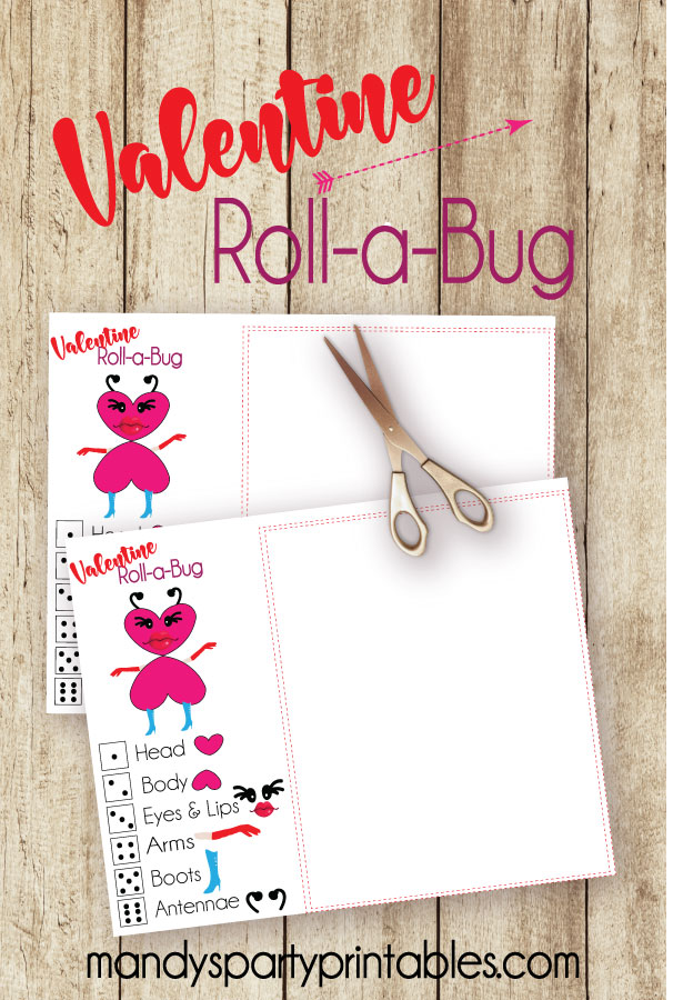 Roll a Valentine Valentine Love Bug Activity Worksheet | Mandy's Party Printables