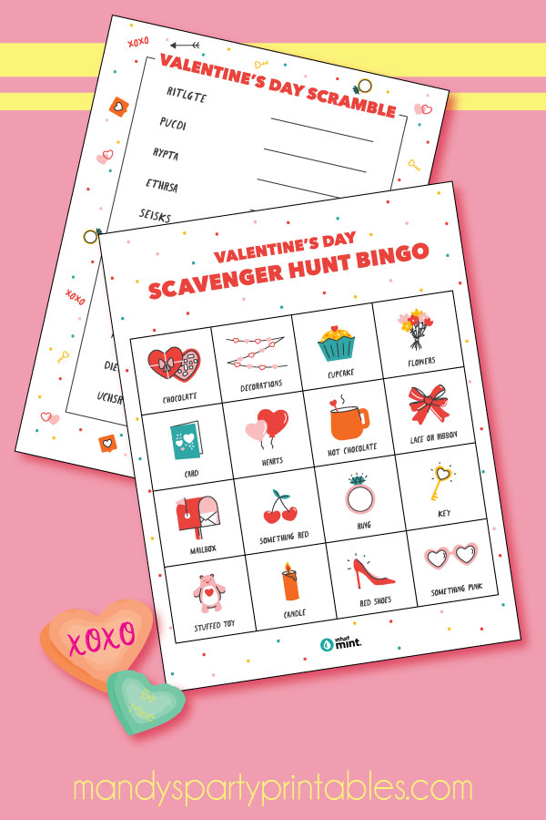 Valentine Bingo and Valentine Scavenger Hunt Free Printables | Mandy's Party Printables
