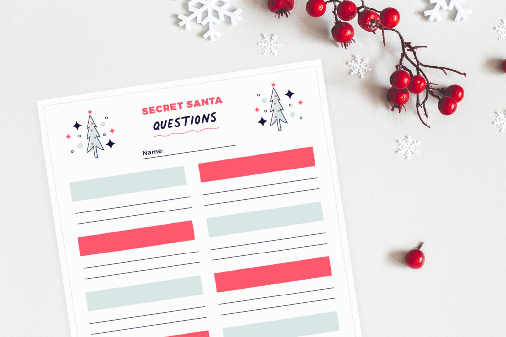 Fill in the Blank Secret Santa Questionnaires 